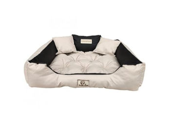 Produktbild von KingDog Hundebett und Katzenbett mit zwei Kissen aus wasserdichtem PVC in Beige Größe S 55x45cm