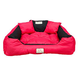 KingDog Hundebett und Katzenbett mit zwei Kissen aus wasserdichtem PVC in Rot 145x115cm für Riesenrassen – Bild 1 von 6