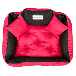 KingDog Hundebett und Katzenbett mit zwei Kissen aus wasserdichtem PVC in Rot XL 115x95cm – Bild 1 von 4