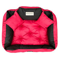 Produktbild von KingDog Hundebett und Katzenbett mit zwei Kissen aus wasserdichtem PVC in Rot XL 115x95cm
