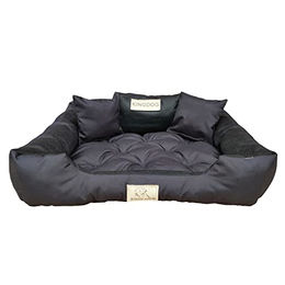 KingDog Hundekorb und Katzenbett aus wasserdichtem PVC mit zwei Kissen Schwarz XL 115x95cm – Bild 1 von 5