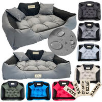 Produktbild von KingDog Hundekorb und Katzenbett mit zwei Kissen aus wasserdichtem PVC-Material in Grau L 100x75cm - 100 cm