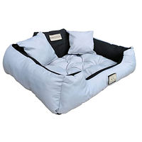 Produktbild von KingDog Hundekorb und Katzenbett mit zwei Kissen, wasserdichtes PVC-Material, Hellgrau, Größe M (75x65cm)