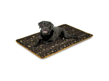 KingDog Prestige Hundebett Hundematte wasserdicht und haltbar in Braun mit goldenem Knochenmuster 120x80cm – Bild 1 von 2