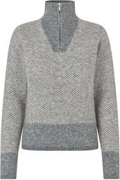 Kingsland Audrey Strickpullover mit Reißverschluskragen für Damen in Light Grey Melange Größe L – Bild 1 von 1