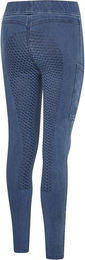 Produktbild von Kingsland KLMila Vollgrip Denim Reitleggings für Kinder in Blau aus Baumwolle Größe 140