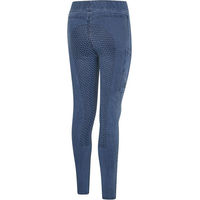 Produktbild von Kingsland KLMila Vollgrip Denim Reitleggings für Kinder in Blau aus Baumwolle Größe 158