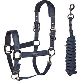 Kingsland Navy Cob Nylonhalfter mit Führstrick für Vollblut in Blau – Bild 1 von 4