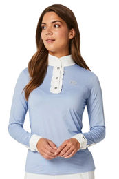 Produktbild von Kingsland Turniershirt KLPace Coastal Fjord Reitshirt für Damen in Weiß-Blau aus Oxford-Gewebe