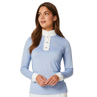 Produktbild von Kingsland Turniershirt KLPace Coastal Fjord Reitshirt für Damen in Weiß-Blau aus Oxford-Gewebe