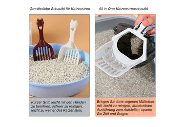 KINSI 2 in 1 Katzenstreu-Schaufel mit Abfallbehälter und 10 Rollen Abfallsäcken aus Kunststoff – Bild 1 von 4