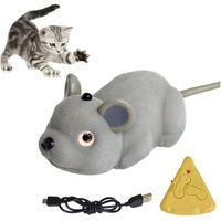 Produktbild von KINSI Interaktives Katzenspielzeug Maus aus Plüsch mit Sensor und Fernbedienung grau