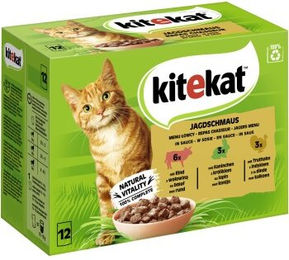 Kitekat Jagdschmaus Katzenfutter Nassfutter Stückchen in Sauce 48 x 85 g Multipack - 12 x 85 g – Bild 1 von 5