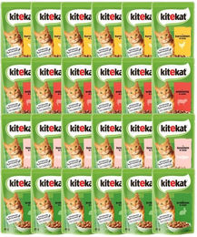 Produktbild von Kitekat Katzen Nassfutter Adult Stückchen in Sauce Huhn Lachs Kaninchen 24x85 g