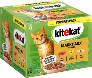 Kitekat Katzen Nassfutter Markt-Mix Stückchen in Gelee 24 x 85 g Multipack - 24 x 85 g – Bild 1 von 5