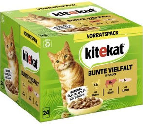 Kitekat Katzen Nassfutter Multipack Bunte Vielfalt Stückchen in Sauce Rind Huhn Lachs Adult 24x85 g - 24 x 85 g – Bild 1 von 4
