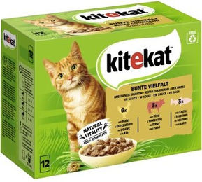 Kitekat Katzennassfutter Bunte Vielfalt Stückchen in Sauce Multipack 12 x 85 g - 12 x 85 g – Bild 1 von 3
