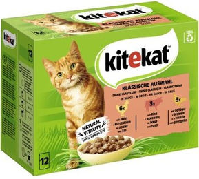 Kitekat Katzennassfutter Klassische Auswahl Stückchen in Sauce Multipack 12x85g - 12 x 85 g – Bild 1 von 7