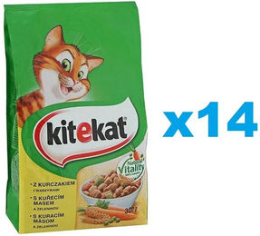 Produktbild von Kitekat Katzentrockenfutter Huhn und Gemüse für erwachsene Katzen ohne Farb- und Aromastoffe 14x300g