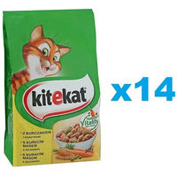 Produktbild von Kitekat Katzentrockenfutter Huhn und Gemüse für erwachsene Katzen ohne Farb- und Aromastoffe 14x300g