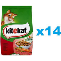 Produktbild von Kitekat Katzentrockenfutter Rind mit Gemüse 14x300g