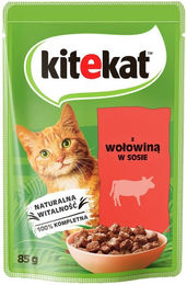 Kitekat Nassfutter für adulte Katzen Stückchen in Sauce Rind 10x85g ohne Konservierungsstoffe - 10 x 85 g – Bild 1 von 2