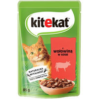 Produktbild von Kitekat Nassfutter für adulte Katzen Stückchen in Sauce Rind 10x85g ohne Konservierungsstoffe - 10 x 85 g