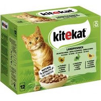 Produktbild von Kitekat Nassfutter für Katzen Landpicknick Stückchen in Sauce mit Truthahn, Kaninchen und Geflügel 12 x 85 g - 12 x 85 g