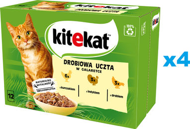 Kitekat Nassfutter Stückchen in Gelee Huhn Pute Geflügel für adulte Katzen 48x85 g - 48 x 85 g – Bild 1 von 3