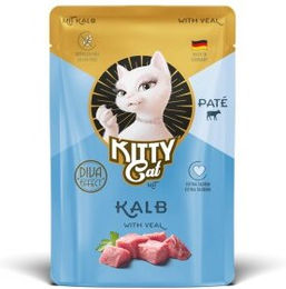 Produktbild von KittyCat Nassfutter Katze Adult Paté mit Kalb Schwein und Lachs Hoher Fleischanteil 6x85 g