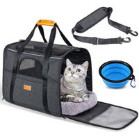 Produktbild von Kityhome Tiertransporttasche faltbar für Hunde und Katzen mit Schultergurt und atmungsaktivem Netzgewebe bis 13 kg 45x33x35cm