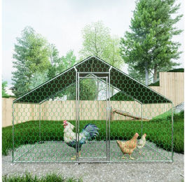 KLAM HOME Hühnerstall Freilaufgehege aus Metall für Hühner und Kleintiere in Silber – Bild 1 von 3