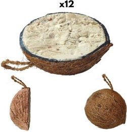 Produktbild von KLASEBO Vogelfutter mit Erdnüssen in 12 halben Kokosnüssen für Wildvögel 3000g