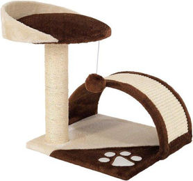 Kleine Katzenliege Kratzbaum aus Plüsch und Sisal in Braun/Beige mit 43 cm Höhe – Bild 1 von 4