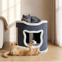 Produktbild von Klyvvo Katzenhaus mit Kratzbaum aus Sisal und Spielball für Katzen in Grau