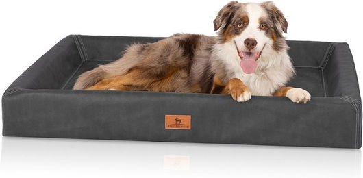 Knuffelwuff Austin orthopädisches Hundebett aus Kunstleder für Riesenrassen XXL Schwarz – Bild 1 von 5
