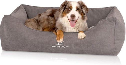 Knuffelwuff Baltimore orthopädisches Hundebett mit Fächer-Wendekissen in Grau Grösse L aus Velours zur Gelenkschonung – Bild 1 von 13