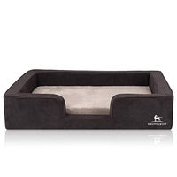 Produktbild von Knuffelwuff Bellamy Orthopädisches Hundebett mit Wendekissen aus Velours Schwarz 80 x 60 cm