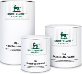Produktbild von Knuffelwuff Bio Hagebuttenmehl Pulver zur Unterstützung der Gelenke und Immunstärkung 300g