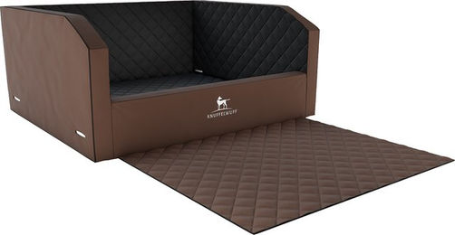 Knuffelwuff Cargo Hunde Transportbox für das Auto mit Memory Foam Liegefläche und abwaschbarem Kunstleder in Braun/Schwarz 105 x 80 x 39cm – Bild 1 von 4