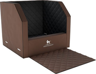 Knuffelwuff Cargo Hunde Transportbox für den Autositz mit Memory Foam Liegefläche und abwaschbarem Kunstleder Braun/Schwarz 45 x 45 x 30 cm – Bild 1 von 4