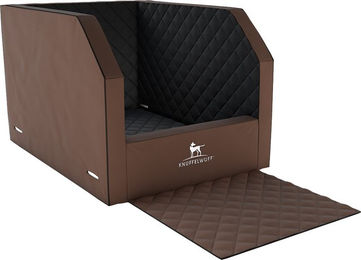 Knuffelwuff Cargo Hunde Transportbox für den Autositz mit Memory Foam Liegefläche und abwaschbarem Kunstleder Braun/Schwarz 60 x 50 x 50 cm – Bild 1 von 4