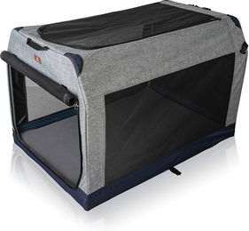 Produktbild von Knuffelwuff Denali Hundebox Transportbox für kleine Rassen aus Oxford-Gewebe mit Aluminiumgestell Grau M 61x46x43cm