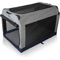 Produktbild von Knuffelwuff Denali Hundebox Transportbox für kleine Rassen aus Oxford-Gewebe mit Aluminiumgestell Grau M 61x46x43cm