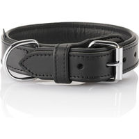 Produktbild von Knuffelwuff Detroit Hundehalsband aus Leder mit Schnallenschutz Schwarz 50-58cm