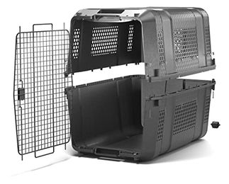 Knuffelwuff Flugtransportbox FlyBy M für kleine Hunde aus Kunststoff IATA-konform Schwarz Grau – Bild 1 von 9