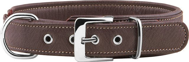 Knuffelwuff Glendale Hundehalsband aus weichem Echtleder Braun 38-45 cm – Bild 1 von 3