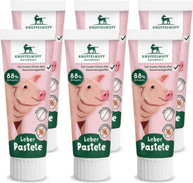 Produktbild von Knuffelwuff Hund Tuben Snack Leber-Pastete getreidefrei und ohne Zucker 6 Stück - 450 g