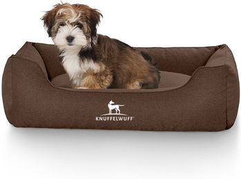 Produktbild von Knuffelwuff Hundebett Crispino aus Velours Braun M-L 85 x 63cm Allergikerfreundlich
