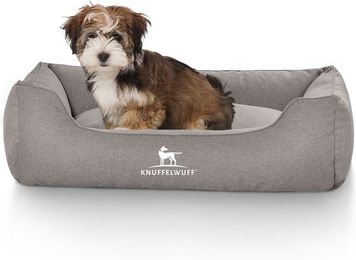 Produktbild von Knuffelwuff Hundebett Crispino aus Velours Grau M-L allergikerfreundlich